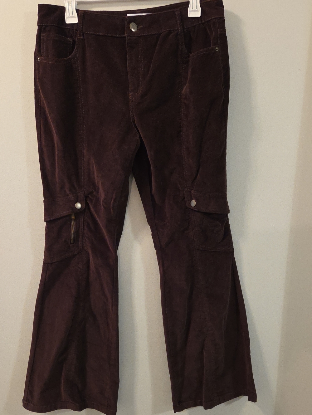 Brown Vanilla Star Women's Corduroy Moto Bootcut Pants cargo-style